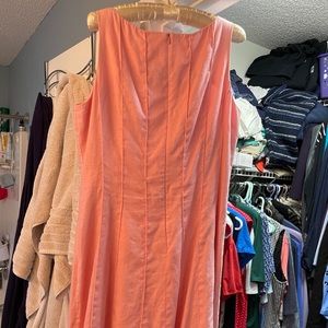 Ladies soft pink linen sleeveless knee length cocktail dress.